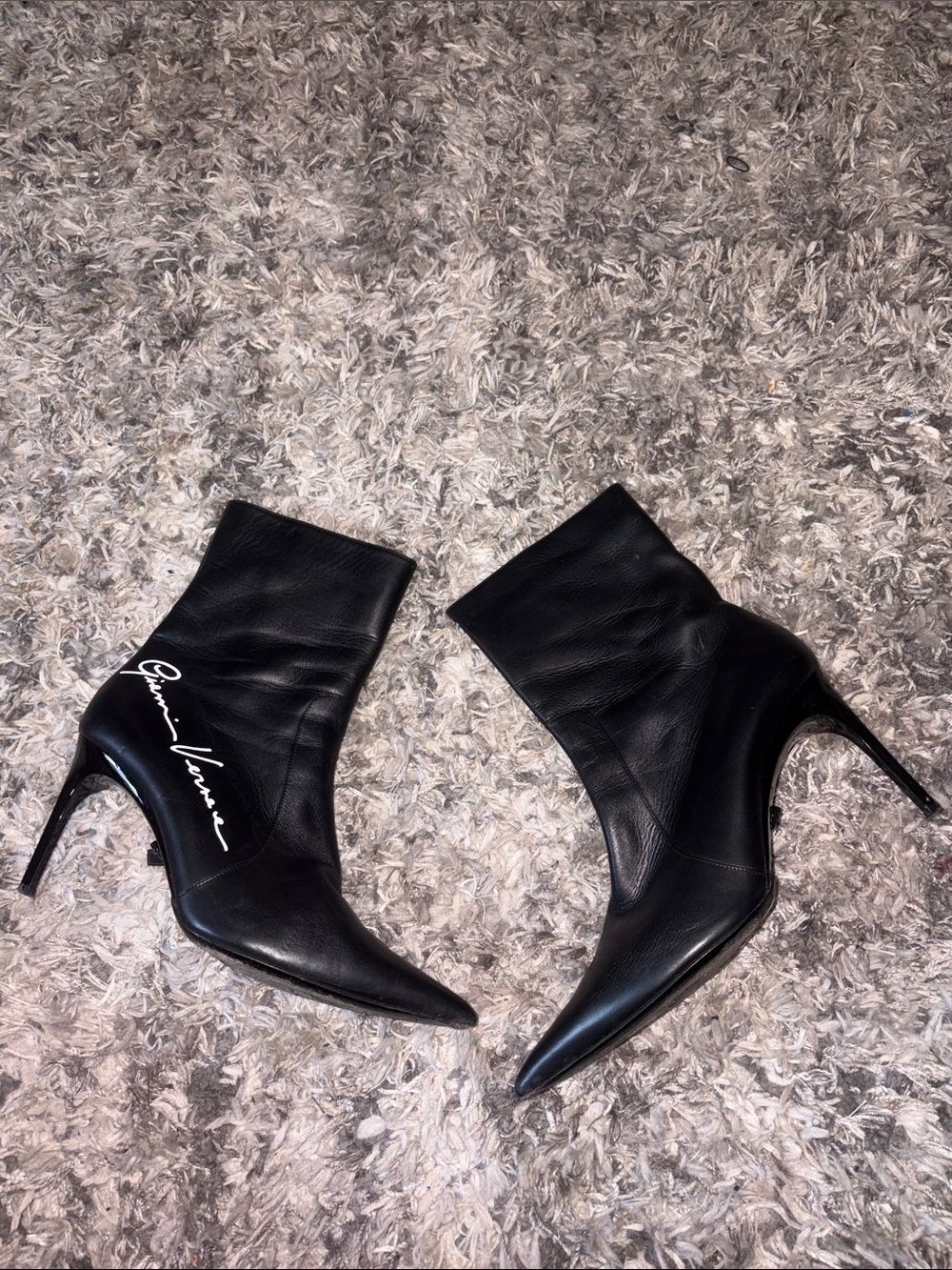 Versace leather black boot heels Size 38.5